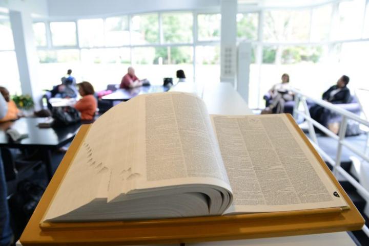 Bible sitting on stand