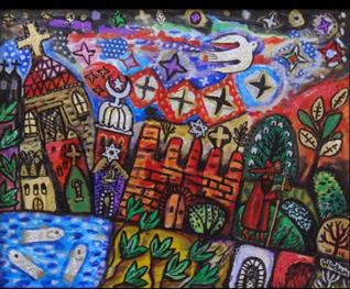 Holy City under crescent moon