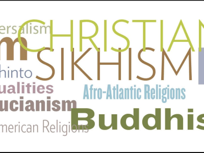 graphic image with names of various religions