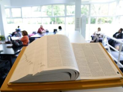 Bible sitting on stand